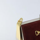 CELINE Horsebit Chain Schoudertas Suède Bordeaux Goud Auth ARZ301V-10