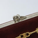 CELINE Horsebit Chain Schoudertas Suède Bordeaux Goud Auth ARZ301V-11