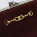 CELINE Horsebit Chain Schoudertas Suède Bordeaux Goud Auth ARZ301V-18