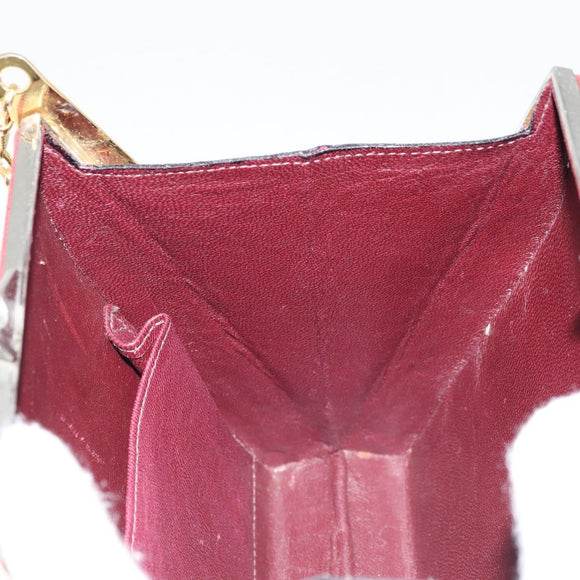 CELINE Horsebit Chain Schoudertas Suède Bordeaux Goud Auth ARZ301V