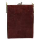 CELINE Horsebit Chain Schoudertas Suède Bordeaux Goud Auth ARZ301V-2