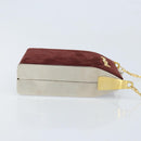 CELINE Horsebit Chain Schoudertas Suède Bordeaux Goud Auth ARZ301V-3