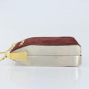 CELINE Horsebit Chain Schoudertas Suède Bordeaux Goud Auth ARZ301V-4