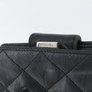 CHANEL Matelasse Cambon Line Wallet Leather Black Silver CC Auth ARZ302-8
