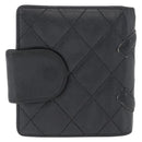 CHANEL Matelasse Cambon Line Wallet Leather Black Silver CC Auth ARZ302-2