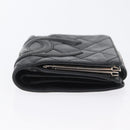 CHANEL Matelasse Cambon Line Wallet Leather Black Silver CC Auth ARZ302-6