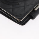 CHANEL Matelasse Cambon Line Wallet Leather Black Silver CC Auth ARZ302-14