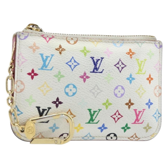 LOUIS VUITTON Multicolor Pochette Cles NM Coin Purse White M93734 LV Auth ARZ305