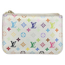 LOUIS VUITTON Multicolor Pochette Cles NM Coin Purse White M93734 LV Auth ARZ305-13