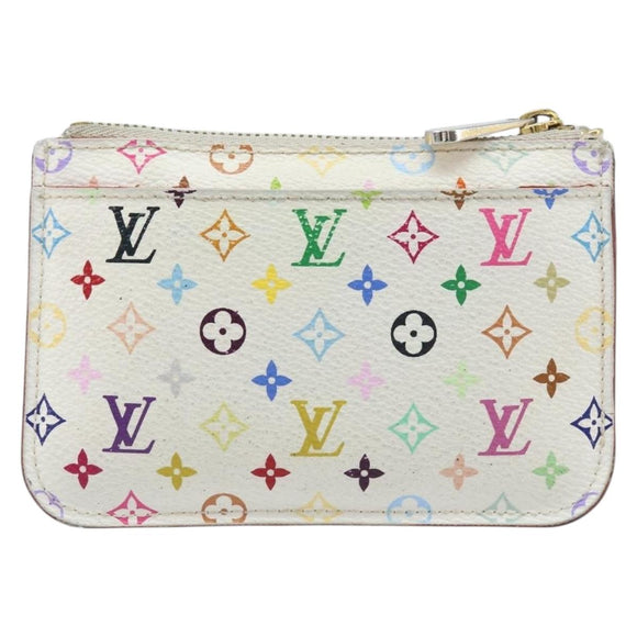 LOUIS VUITTON Multicolor Pochette Cles NM Coin Purse White M93734 LV Auth ARZ305