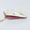 LOUIS VUITTON Multicolor Pochette Cles NM Coin Purse White M93734 LV Auth ARZ305-4