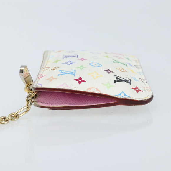 LOUIS VUITTON Multicolor Pochette Cles NM Coin Purse White M93734 LV Auth ARZ305