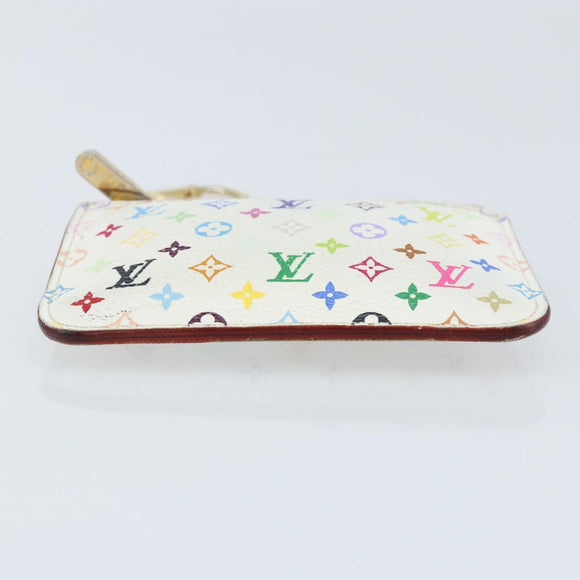 LOUIS VUITTON Multicolor Pochette Cles NM Coin Purse White M93734 LV Auth ARZ305
