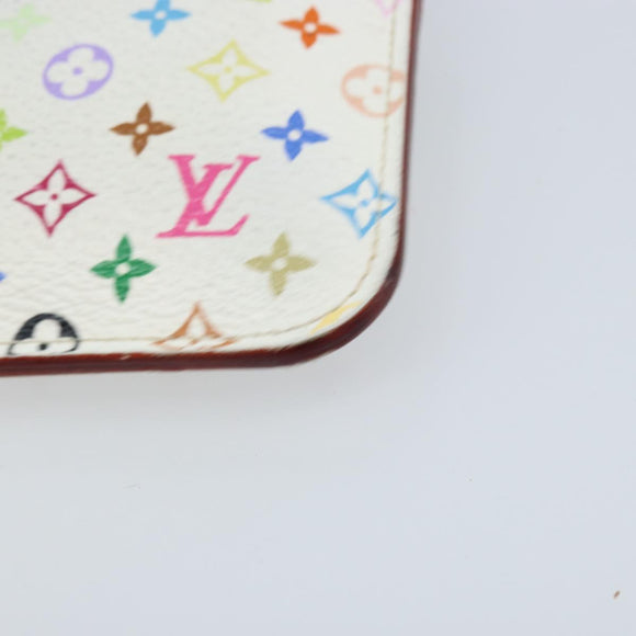 LOUIS VUITTON Multicolor Pochette Cles NM Coin Purse White M93734 LV Auth ARZ305