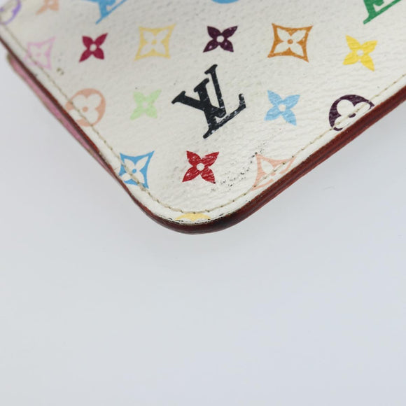 LOUIS VUITTON Multicolor Pochette Cles NM Coin Purse White M93734 LV Auth ARZ305