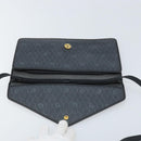 Christian Dior Honeycomb Canvas Shoulder Bag PVC Black Gold Auth ARZ307-15