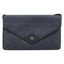 Christian Dior Honeycomb Canvas Shoulder Bag PVC Black Gold Auth ARZ307-2