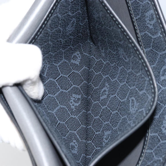 Christian Dior Honeycomb Canvas Shoulder Bag PVC Black Gold Auth ARZ307