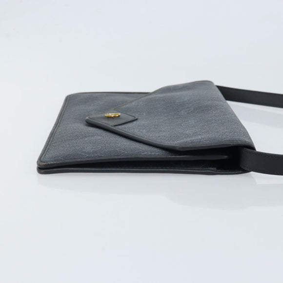 Christian Dior Honeycomb Canvas Shoulder Bag PVC Black Gold Auth ARZ307