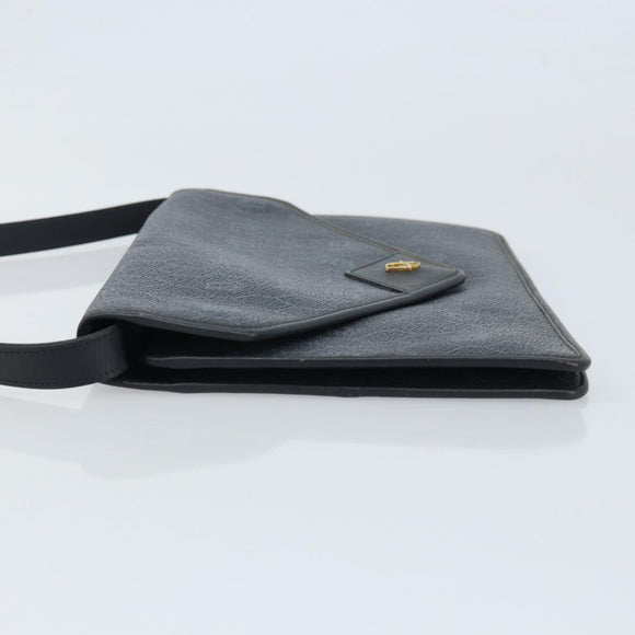 Christian Dior Honeycomb Canvas Shoulder Bag PVC Black Gold Auth ARZ307