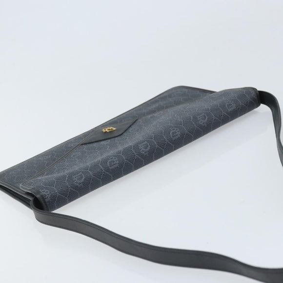 Christian Dior Honeycomb Canvas Shoulder Bag PVC Black Gold Auth ARZ307