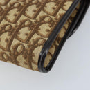 Christian Dior Trotter Canvas Chain Shoulder Bag Brown Gold Auth ARZ308A-15