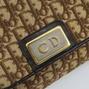 Christian Dior Trotter Canvas Chain Shoulder Bag Brown Gold Auth ARZ308A-17