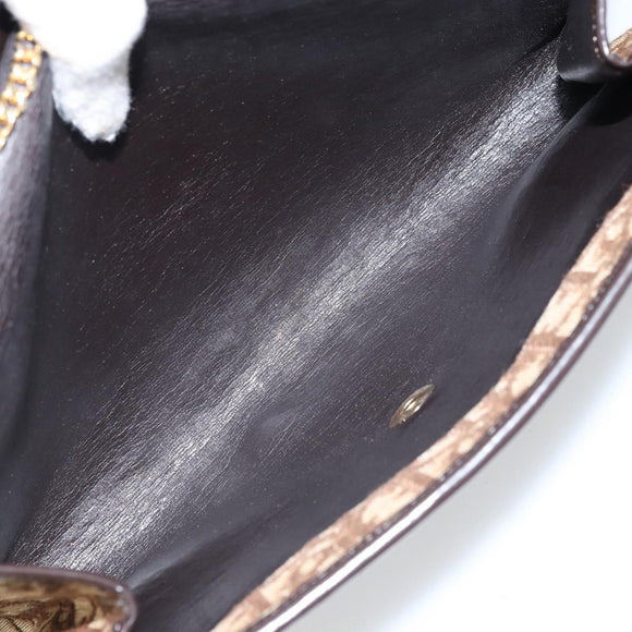 Christian Dior Trotter Canvas Chain Shoulder Bag Brown Gold Auth ARZ308A