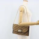 Christian Dior Trotter Canvas Chain Shoulder Bag Brown Gold Auth ARZ308A-20