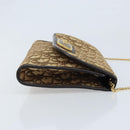 Christian Dior Trotter Canvas Chain Shoulder Bag Brown Gold Auth ARZ308A-3