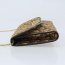 Christian Dior Trotter Canvas Chain Shoulder Bag Brown Gold Auth ARZ308A-4