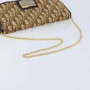 Christian Dior Trotter Canvas Chain Shoulder Bag Brown Gold Auth ARZ308A-7