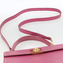 CELINE Hand Bag Leather 2way Pink Gold Auth ARZ310V-15