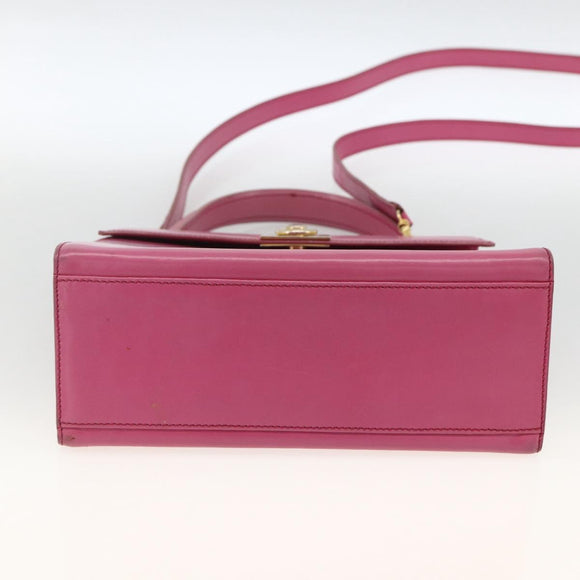 CELINE Hand Bag Leather 2way Pink Gold Auth ARZ310V