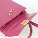 CELINE Hand Bag Leather 2way Pink Gold Auth ARZ310V-10