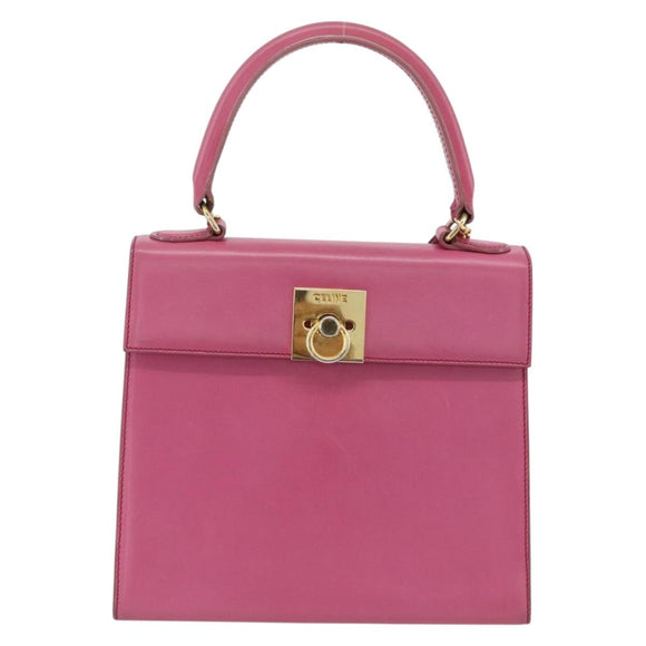 CELINE Hand Bag Leather 2way Pink Gold Auth ARZ310V