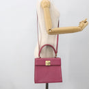 CELINE Hand Bag Leather 2way Pink Gold Auth ARZ310V-23