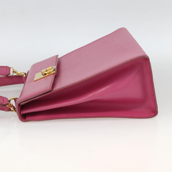 CELINE Hand Bag Leather 2way Pink Gold Auth ARZ310V