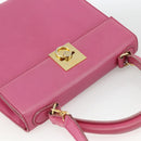 CELINE Hand Bag Leather 2way Pink Gold Auth ARZ310V-6