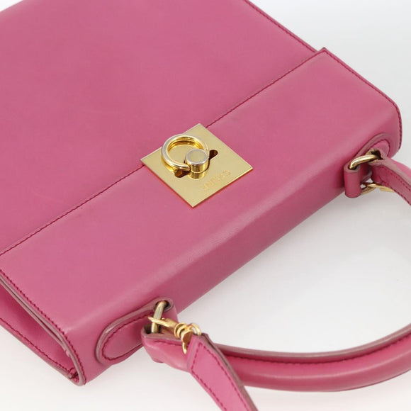 CELINE Hand Bag Leather 2way Pink Gold Auth ARZ310V