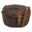 CELINE Macadam Canvas Shoulder Bag PVC Leather Brown Gold Auth ARZ311-1
