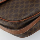 CELINE Macadam Canvas Shoulder Bag PVC Leather Brown Gold Auth ARZ311-11