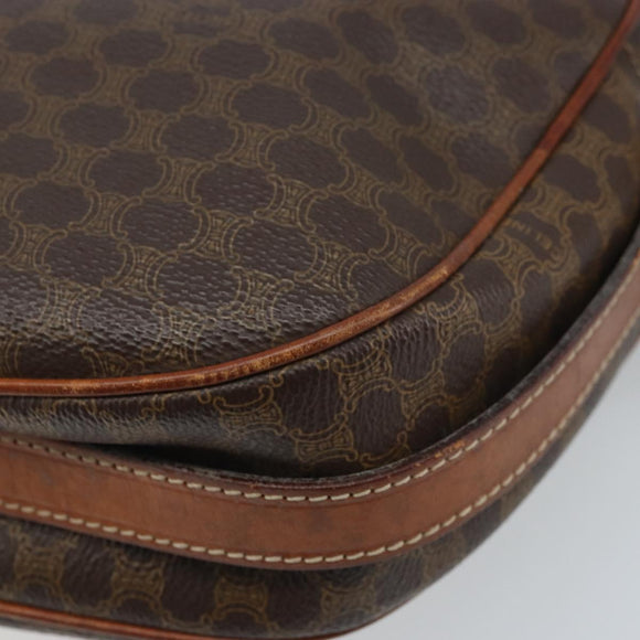 CELINE Macadam Canvas Shoulder Bag PVC Leather Brown Gold Auth ARZ311
