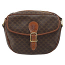 CELINE Macadam Canvas Shoulder Bag PVC Leather Brown Gold Auth ARZ311-2