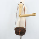 CELINE Macadam Canvas Shoulder Bag PVC Leather Brown Gold Auth ARZ311-25