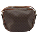 CELINE Macadam Canvas Shoulder Bag PVC Leather Brown Gold Auth ARZ311-3