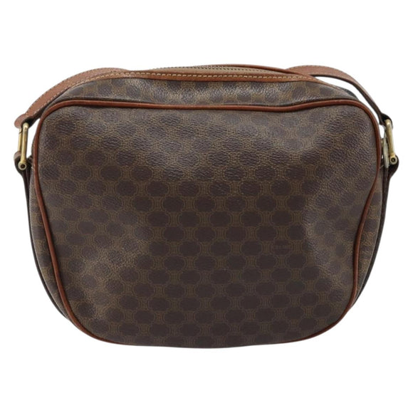 CELINE Macadam Canvas Shoulder Bag PVC Leather Brown Gold Auth ARZ311