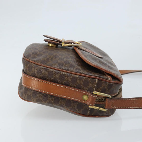 CELINE Macadam Canvas Shoulder Bag PVC Leather Brown Gold Auth ARZ311