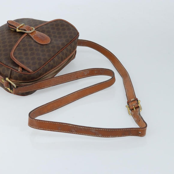CELINE Macadam Canvas Shoulder Bag PVC Leather Brown Gold Auth ARZ311