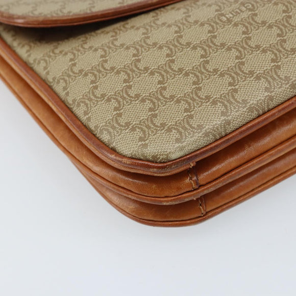 CELINE Macadam Canvas Circle Schoudertas PVC Beige Goud Auth ARZ313